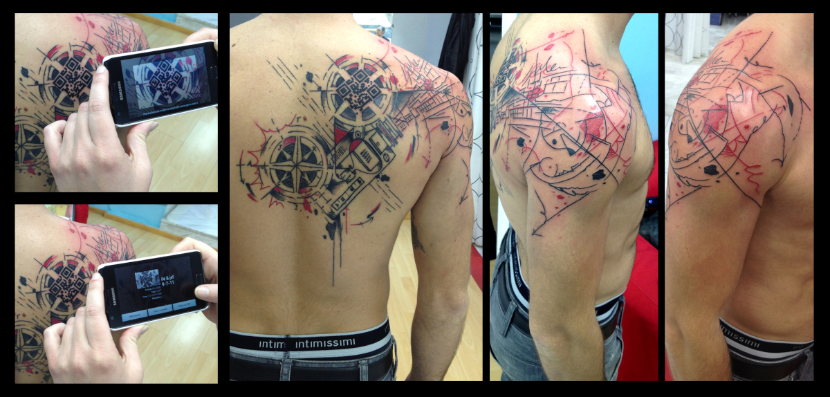 Trash Polka QR Code tattoo by Live Two